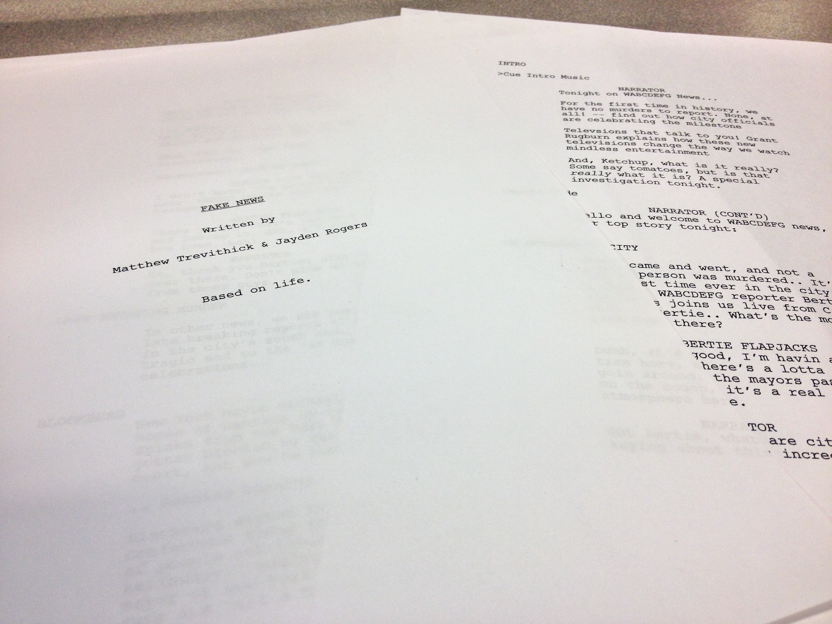 Photo of the paper script.